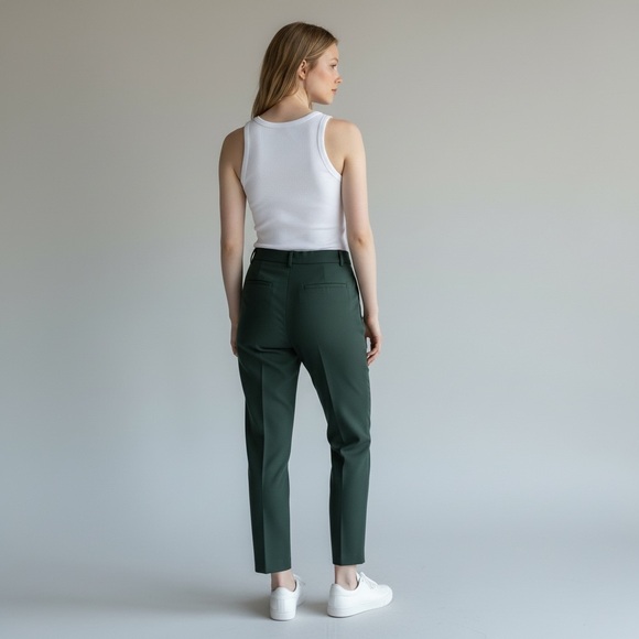 NWOT Greylin Straight Leg High Waist Dark Forest Green Trouser Pants Large - Picture 3 of 14